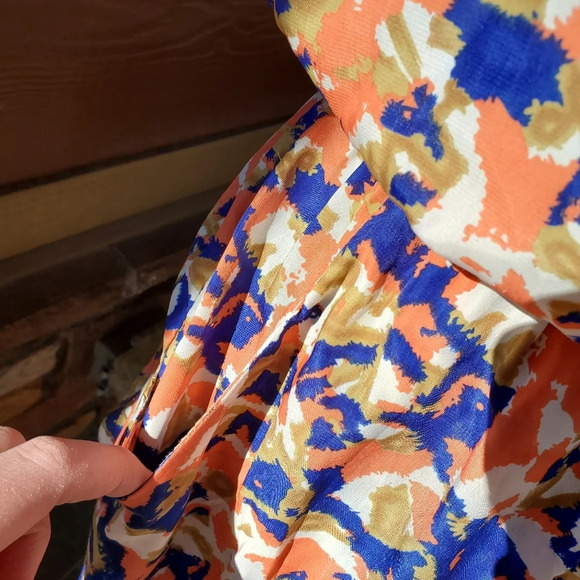 Papaya Women's Graphic Print Coral Blue Cream Strapless Romper Size Small - Picture 16 of 16